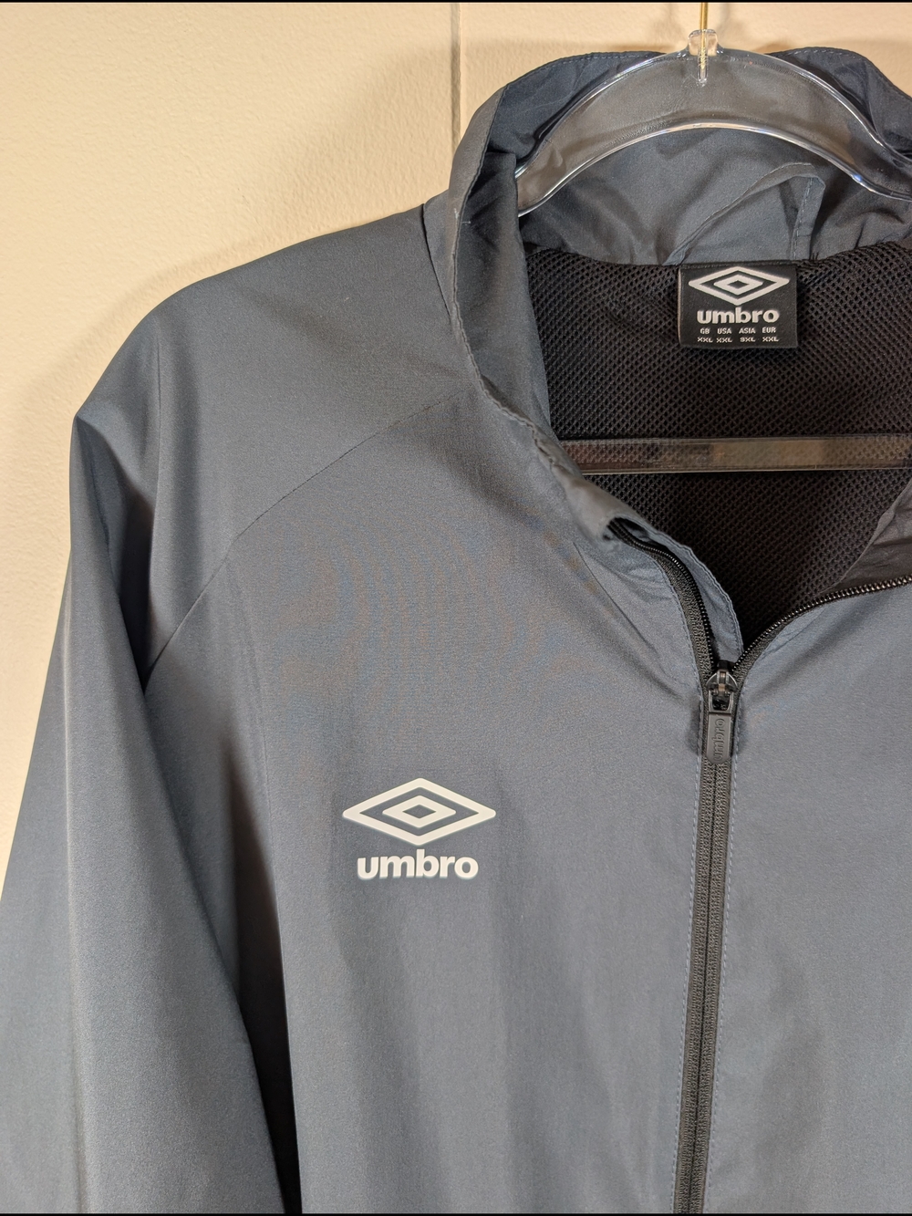 Umbro Men's Dark Gray Zip-Up Windbreaker with Hood